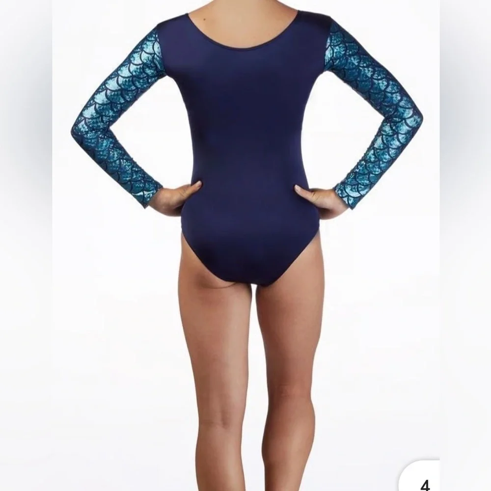 NWT Alegra Girls Long Sleeve Gymnastics Leotard SZ 8-10
